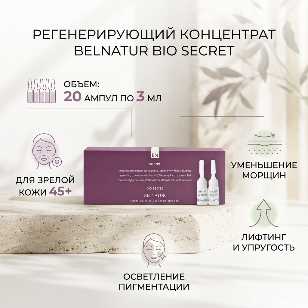 Belnatur ампульная сыворотка Bio secret для лица 20 шт по 3 мл