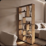 Стеллаж напольный , 90x21x178.8 см, коричневый, серый