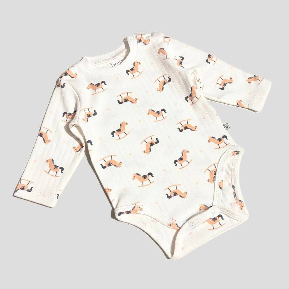 Боди Twins коричневый, белый