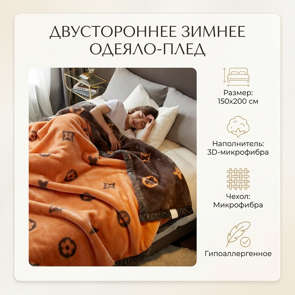 Одеяло Плед -олеяло 2 х сторонный 200/150 150x200 зимнее
