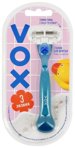 VOX LIMITED 3 лезвия с 1 сменной кассетой бритвенный станок 1 шт + сменная кассета 1 шт