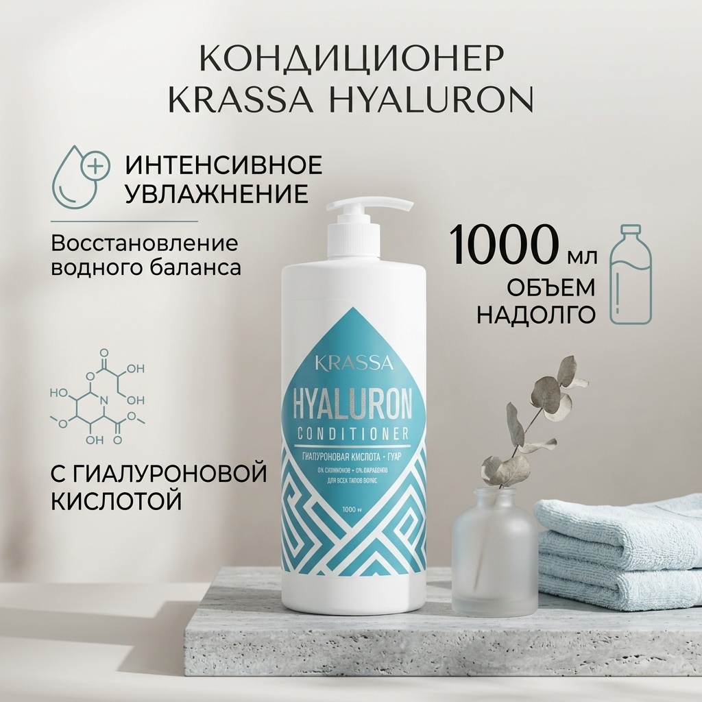 KRASSA Professional Hyaluron с гиалуроновой кислотой кондиционер 1000 мл