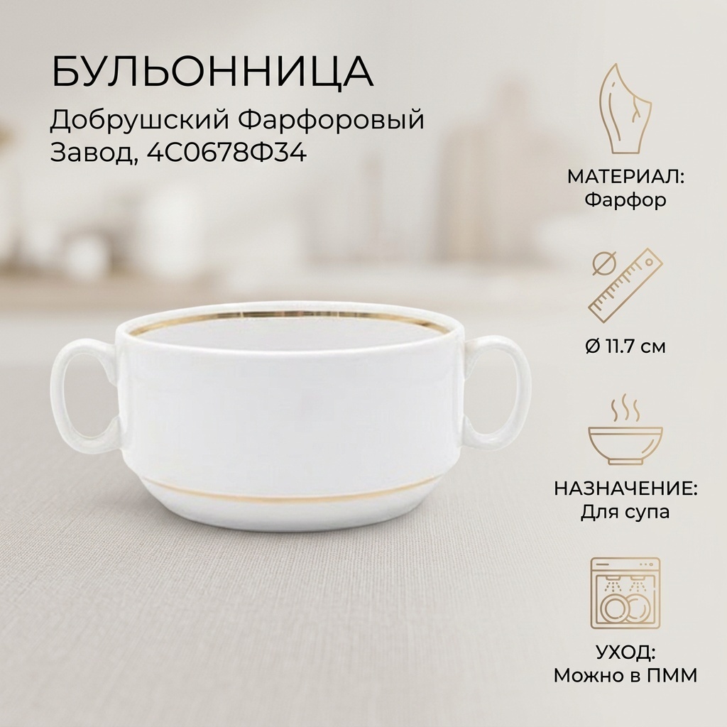 Суповая тарелка Добрушский фарфоровый завод 11.7 см, 1 шт, фарфор