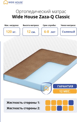 Матрас WIDE HOUSE Zaza-Q Classic, 150x200x12 см