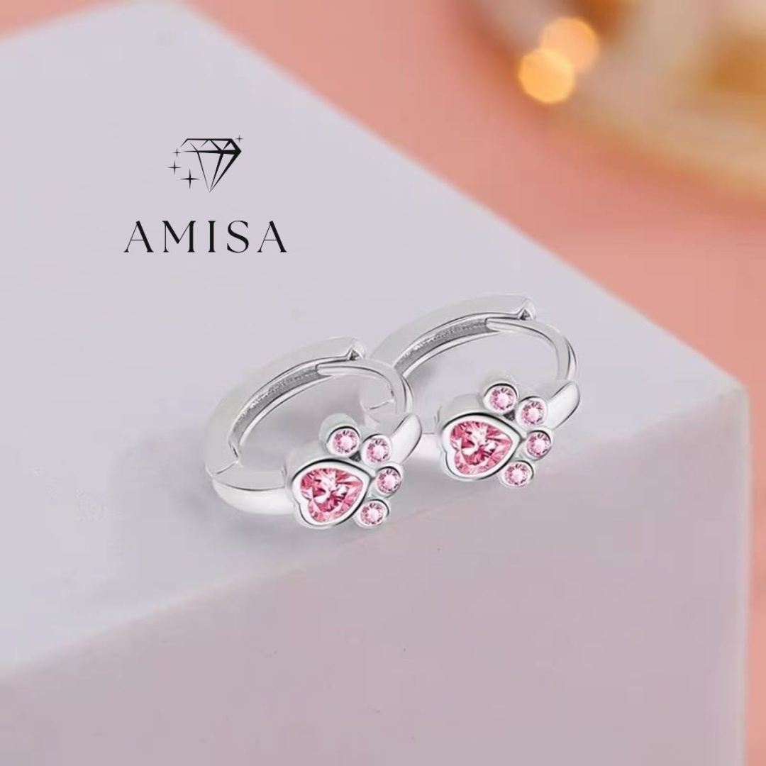 Серьги AMISA Лапки вес 3 г сплав покрытый серебром 925, цирконий