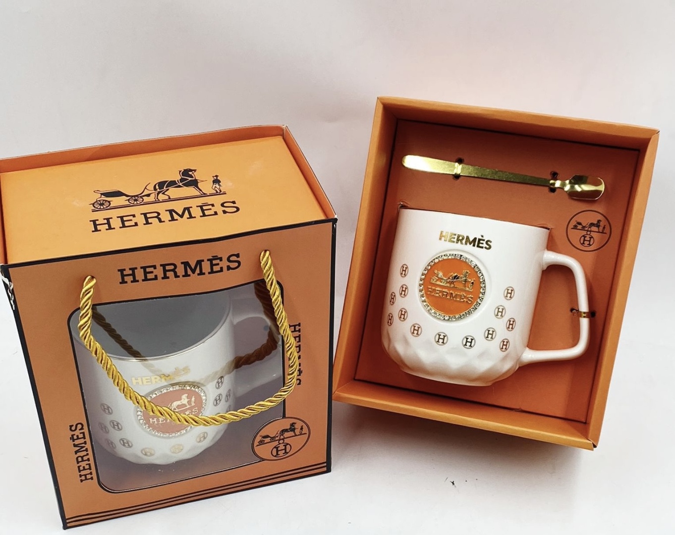 Кружка с принтом "HERMÈS", 250 мл, керамика, 1 шт.