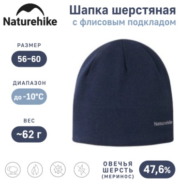 Шапка Naturehike размер 56, 58, 60, синий
