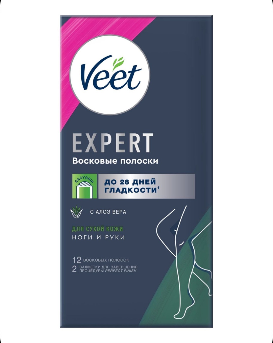 Воск пленочный Veet Алоэ Вера плотность средняя в полосках 12 шт