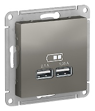 Розетка USB Systeme electric ATLAS, серебристый
