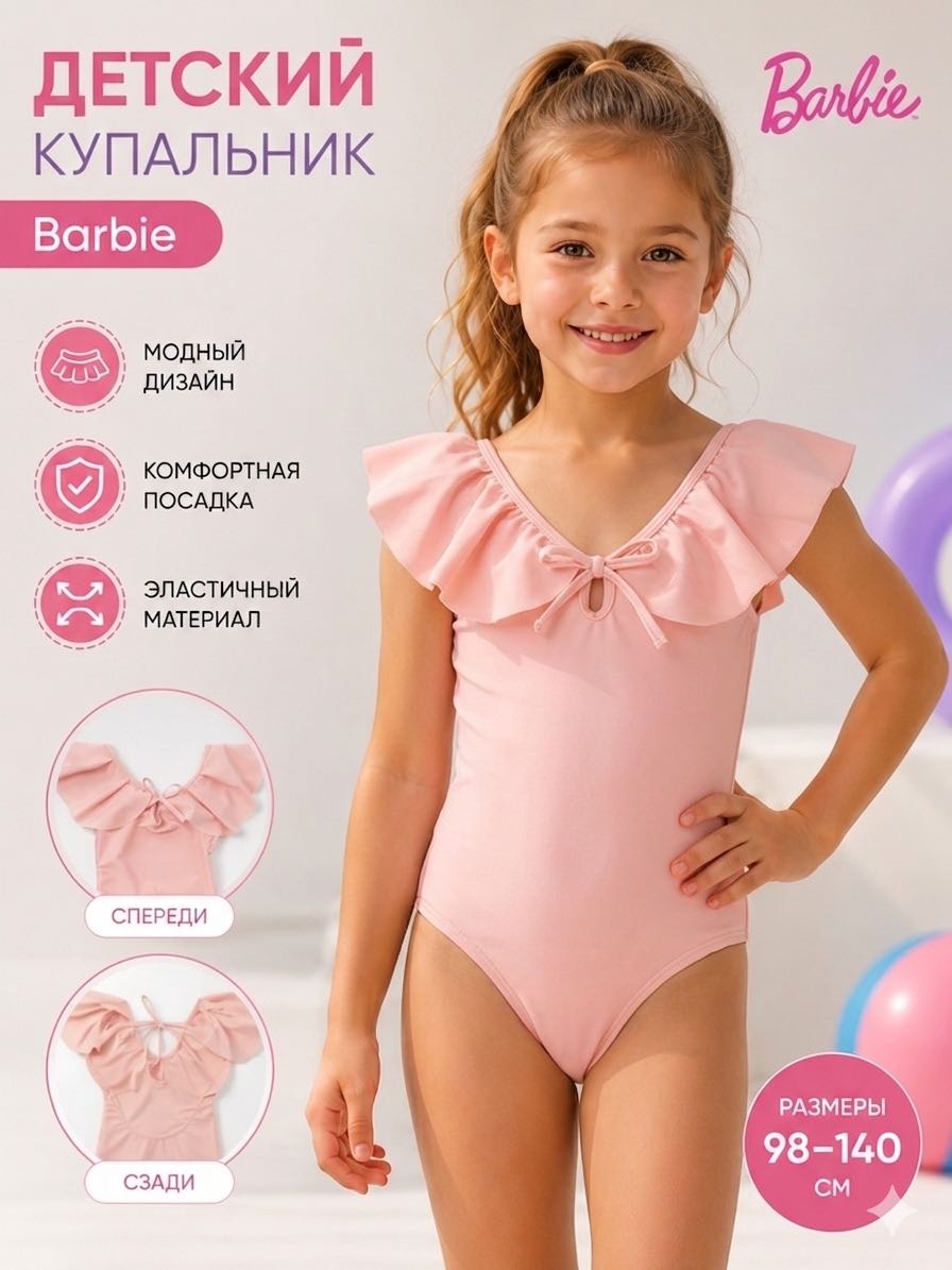 Слитный купальник персиковый