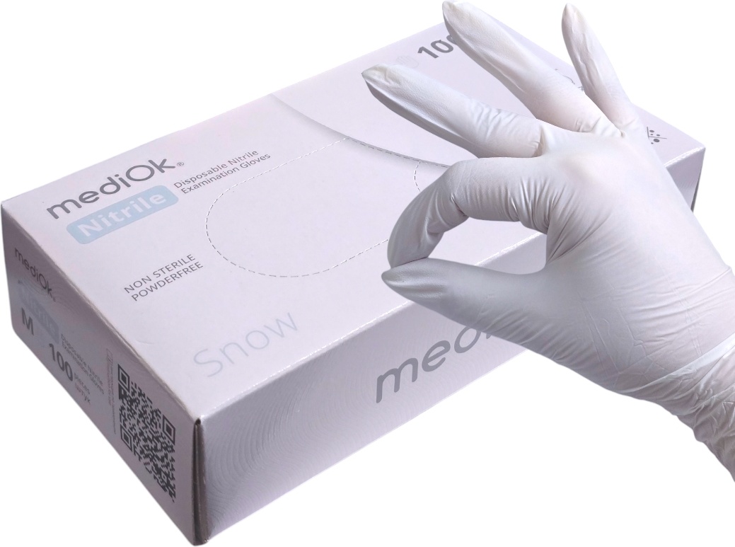 MediOk перчатки Snow 2686M белый 100 шт