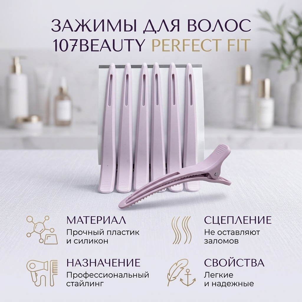 107beauty зажимы для волос фиолетовый