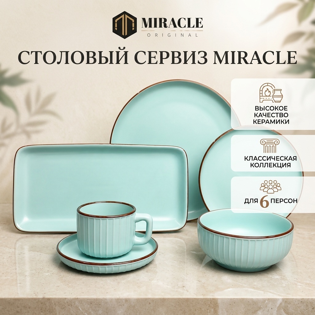Сервиз на 6 персон MIRACLE Керамика классика, предметов: 32, столовый, керамика