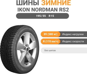 Ikon Tyres (Nokian) Nordman RS2 195/55 R15 89 R без шипов