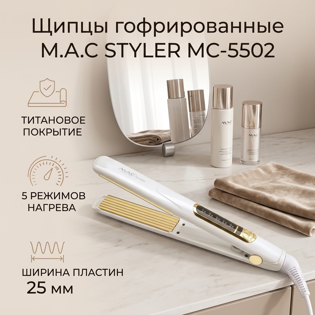M.A.C MC-5502 щипцы гофрированные 25 мм