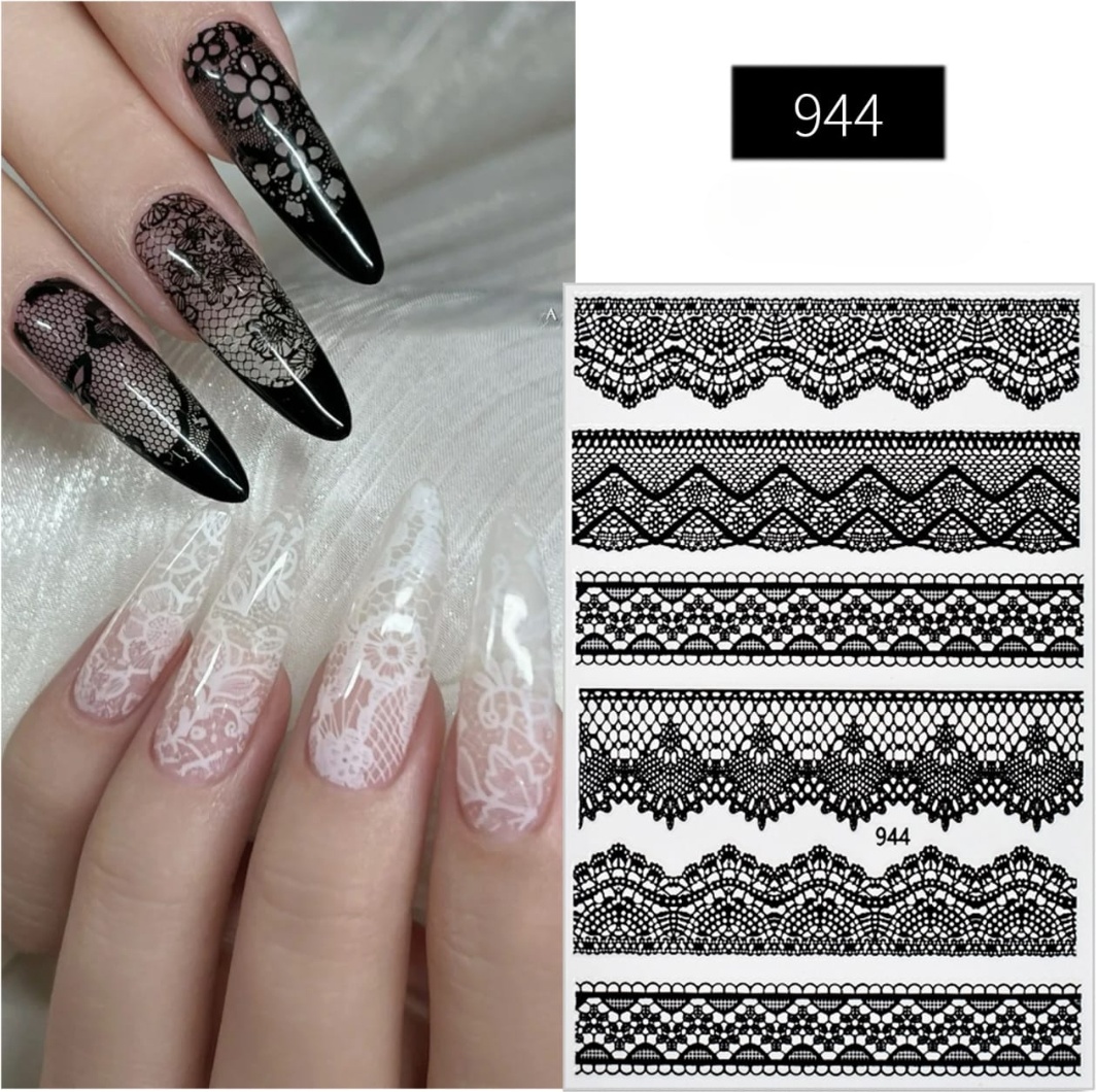 Наклейки Наклейки кружева JO-944 черные 1 шт