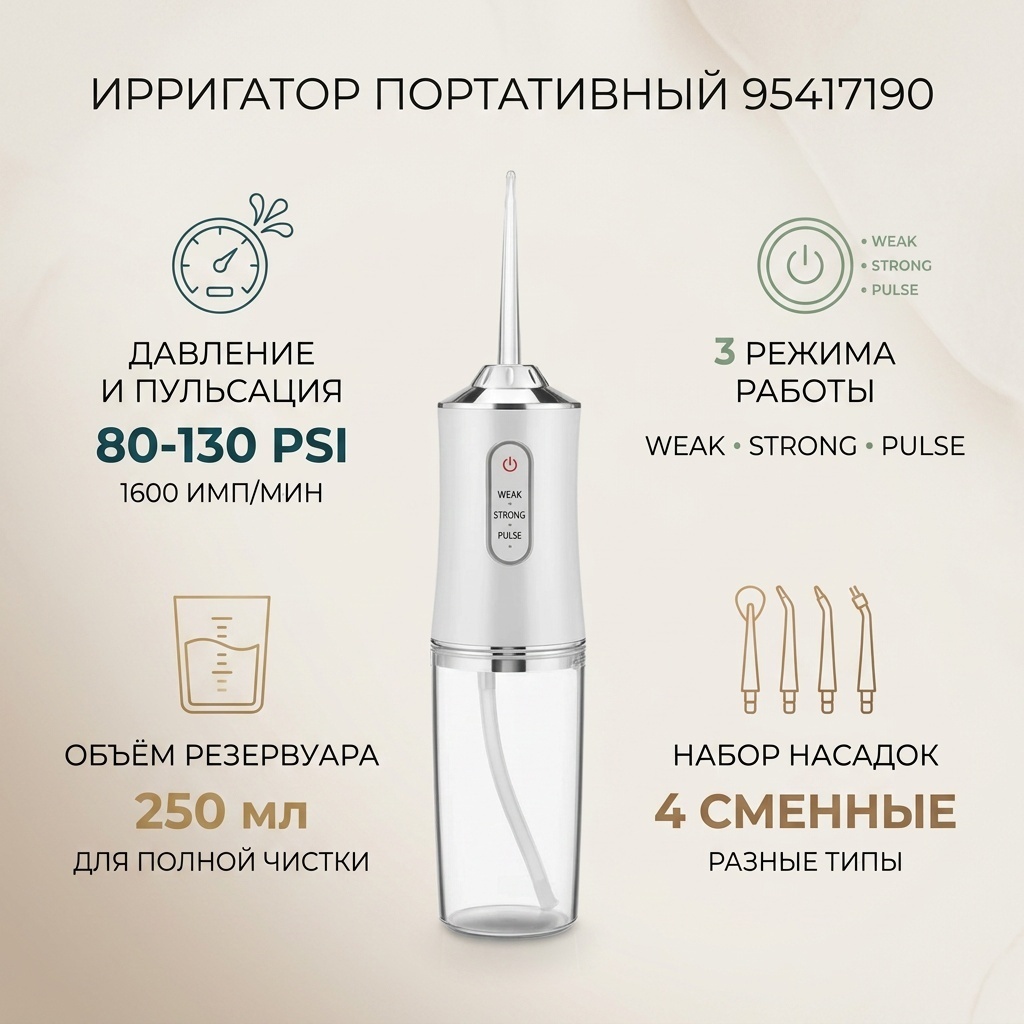 Ирригатор 95417190 импульсный, портативный