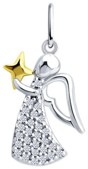 Подвеска Diamant 94-130-00116-1 вес 0.99 г серебро, фианит