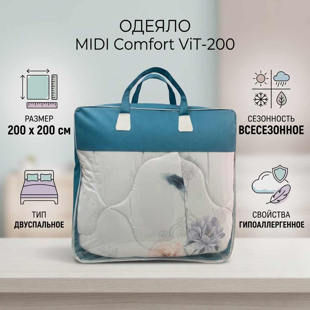 Одеяло MIDI Comfort ViT-200 200х200 всесезонное