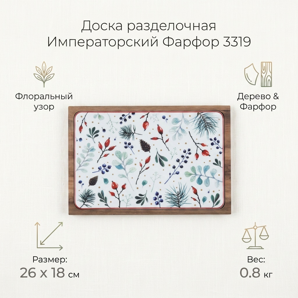 Императорский Фарфор разделочная доска 3319 1 шт, фарфор, дерево