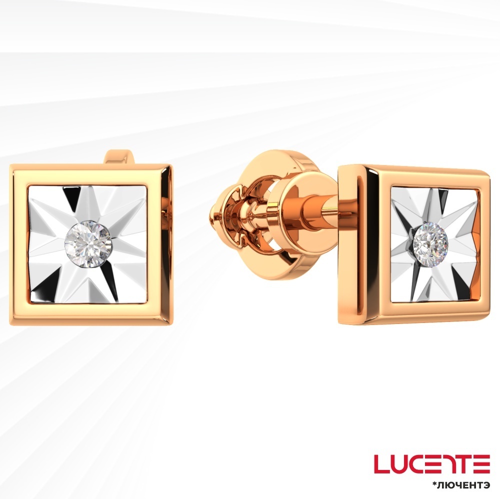 Пусеты Lucente Бриллианты Якутии ZO-3D00204.14K.B.ZZ вес 1.06 г золото, бриллиант