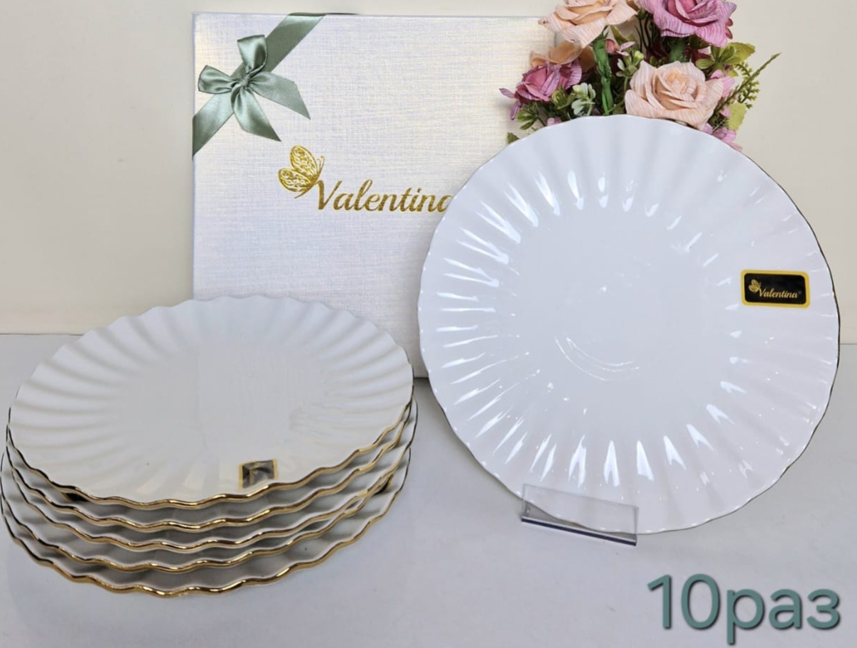 Набор тарелок Valentina 25 см, 6 шт, фарфор