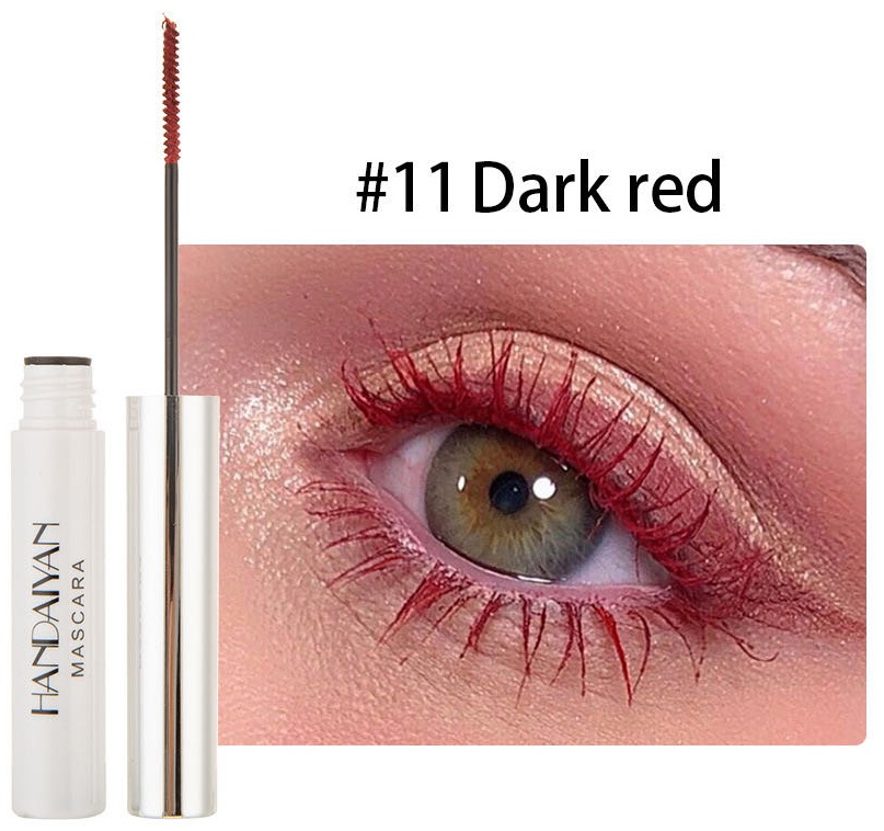 Тушь для ресниц HANDAIYAN Colorful mascara №11 Тёмно-красный для объема, удлиняющая красный