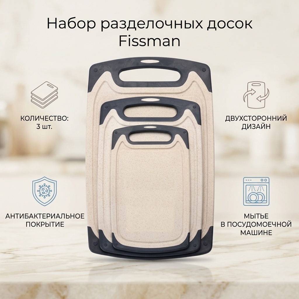 Fissman набор разделочных досок 789654231 3 шт