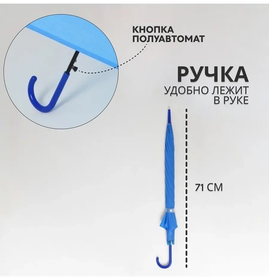 Зонт-трость полуавтомат синий