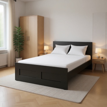Кровать IKEA Бримнэс 79390992 двуспальная, 160x200 см (без матраса, без подъёмного механизма) черный