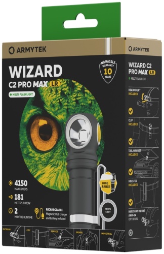 Фонарь Armytek Wizard C2 Pro Max LR налобный черный