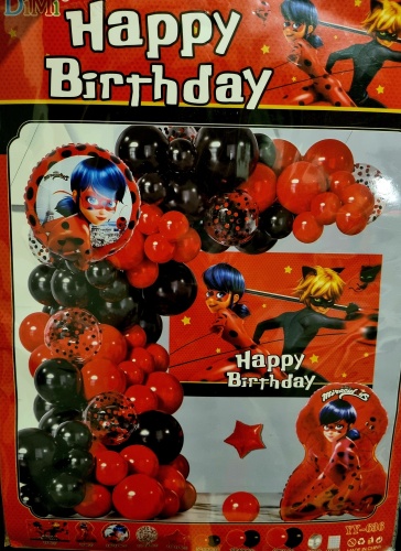 Набор воздушных шаров Balloon-s Леди Баг 64 шт, черный, красный
