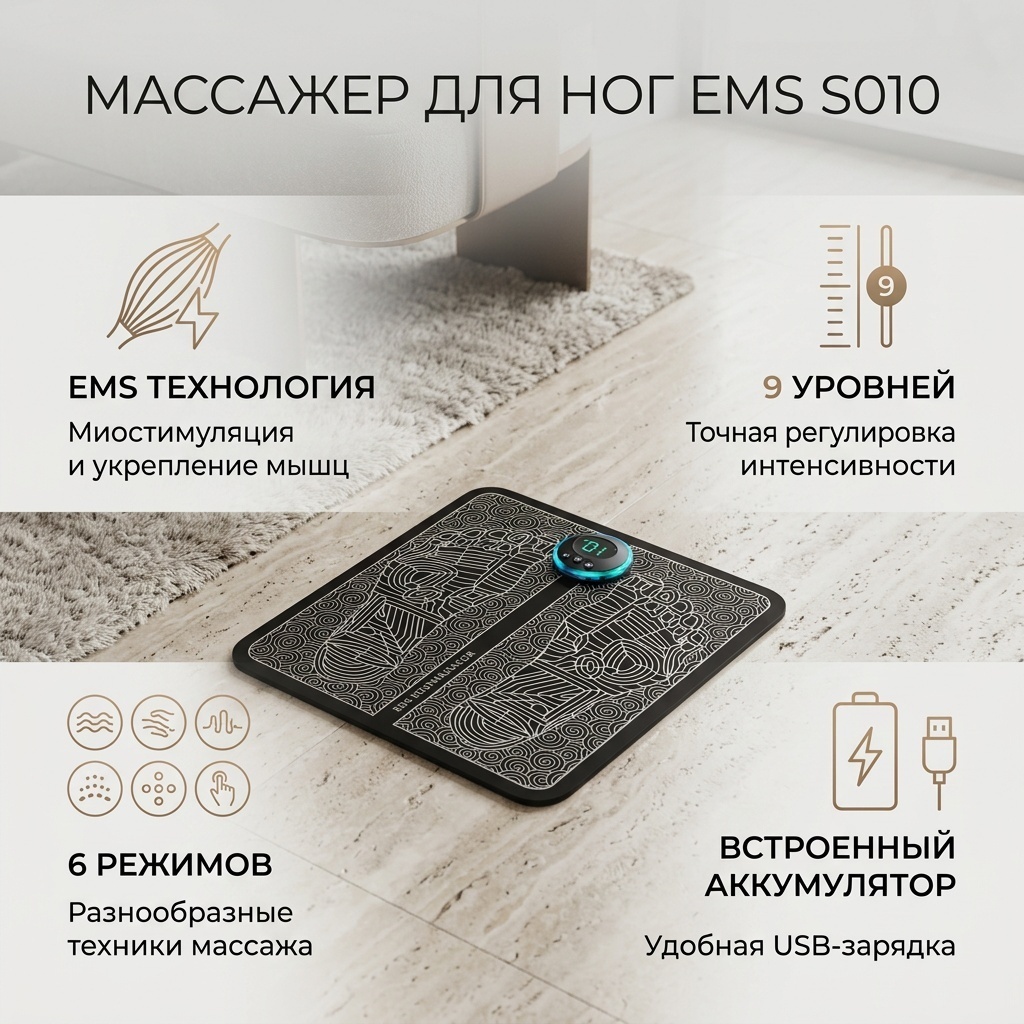 Массажер EMS S010 коврик акупунктурный, миостимулирующий