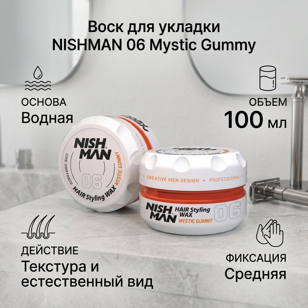 NISHMAN 06 Mystic Gummy 100ml воск средняя фиксация 100 мл