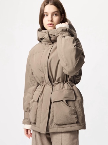 Пуховик Uniqlo темно-бежевый