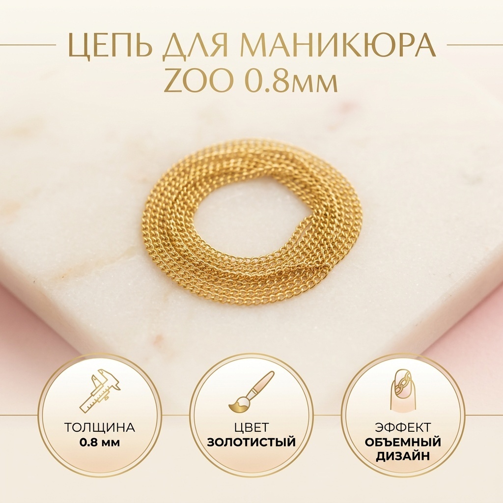 Zoo объемные фигуры Цепь для маникюра 0,8мм 1 шт