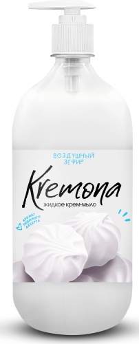 Жидкое мыло туалетное Kremona Жидкое крем-мыло "Kremona" Воздушный зефир 1л 1 шт