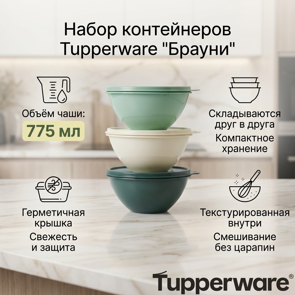 Tupperware набор контейнеров "Брауни", полипропилен, полиэтилен