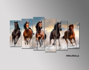Room Art KZ модульная картина Лошади 202x100 см