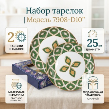 Набор тарелок 25 см, 2 шт, керамика