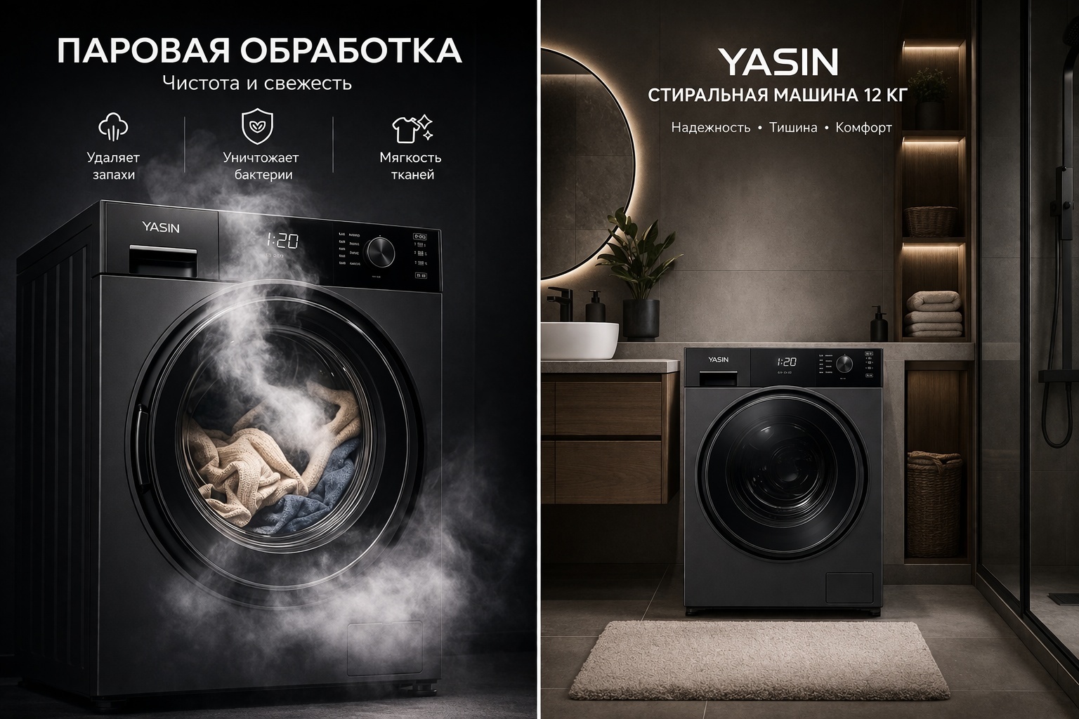 Стиральная машина Yasin F12BM636 темно‑серый