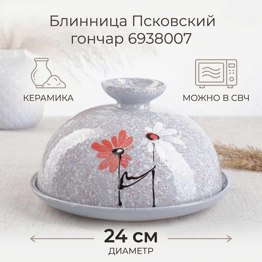 Блинница Псковский гончар 24х24 см, керамика, 2 шт