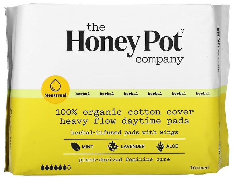 The Honey Pot Company прокладки обильные дневные прокладки из 100% органического хлопка, 16 шт. 16 шт