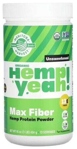Manitoba Harvest Органическая конопля Max Fiber, конопляный протеин в порошке нейтральный 454 г