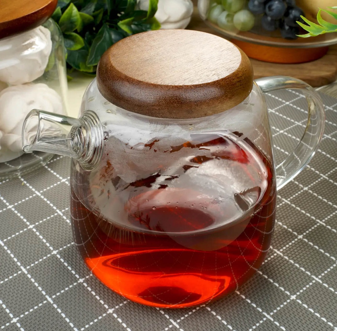 Чайник O'Kitchen 5064 1.1 л, дерево, боросиликатное стекло