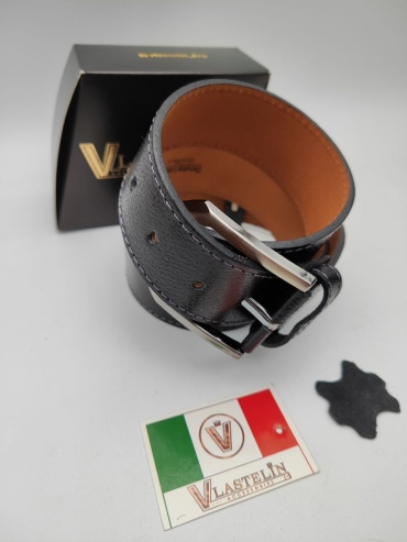 Ремень Vlastelin натуральная кожа 120 см черный