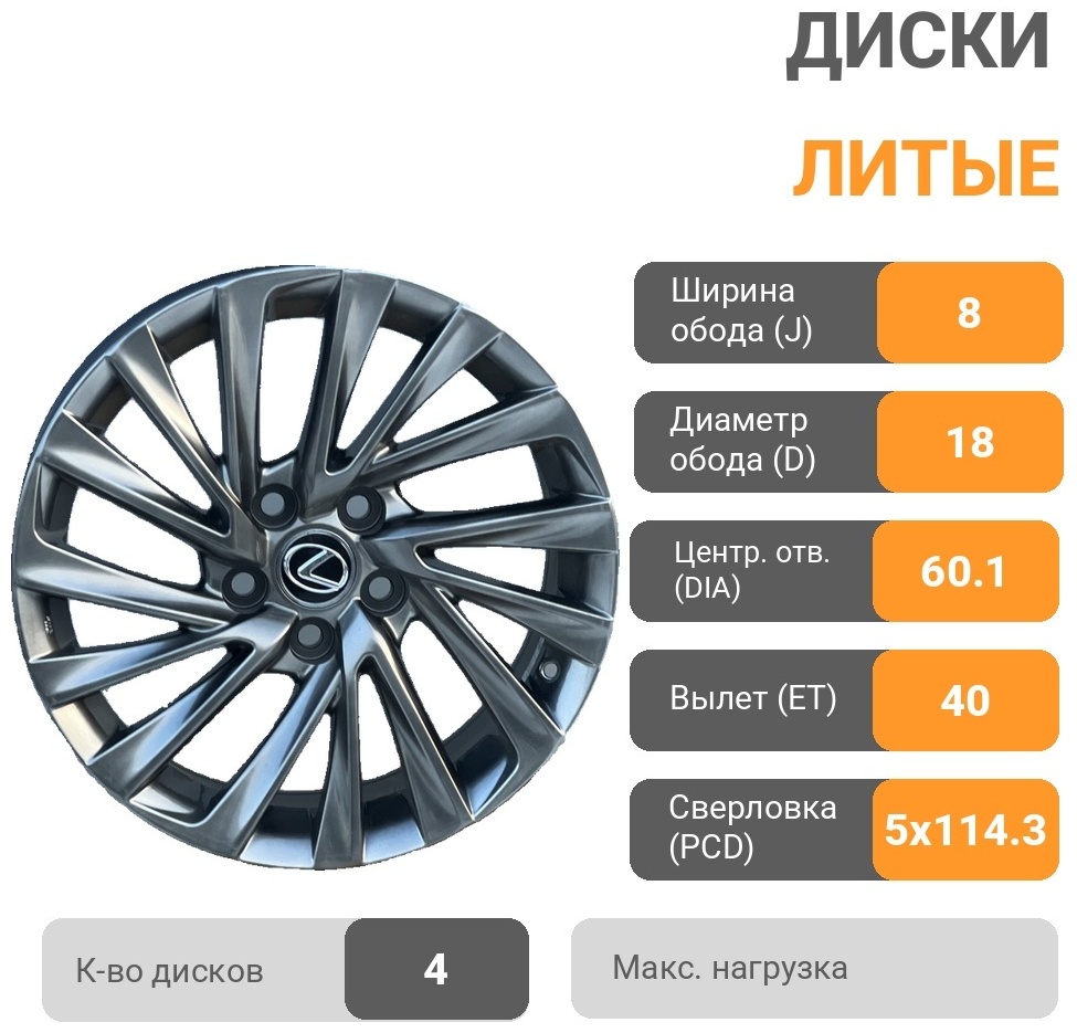 RNO 5716 8x18/5x114.3 D60.1 ET40 4 диска графит