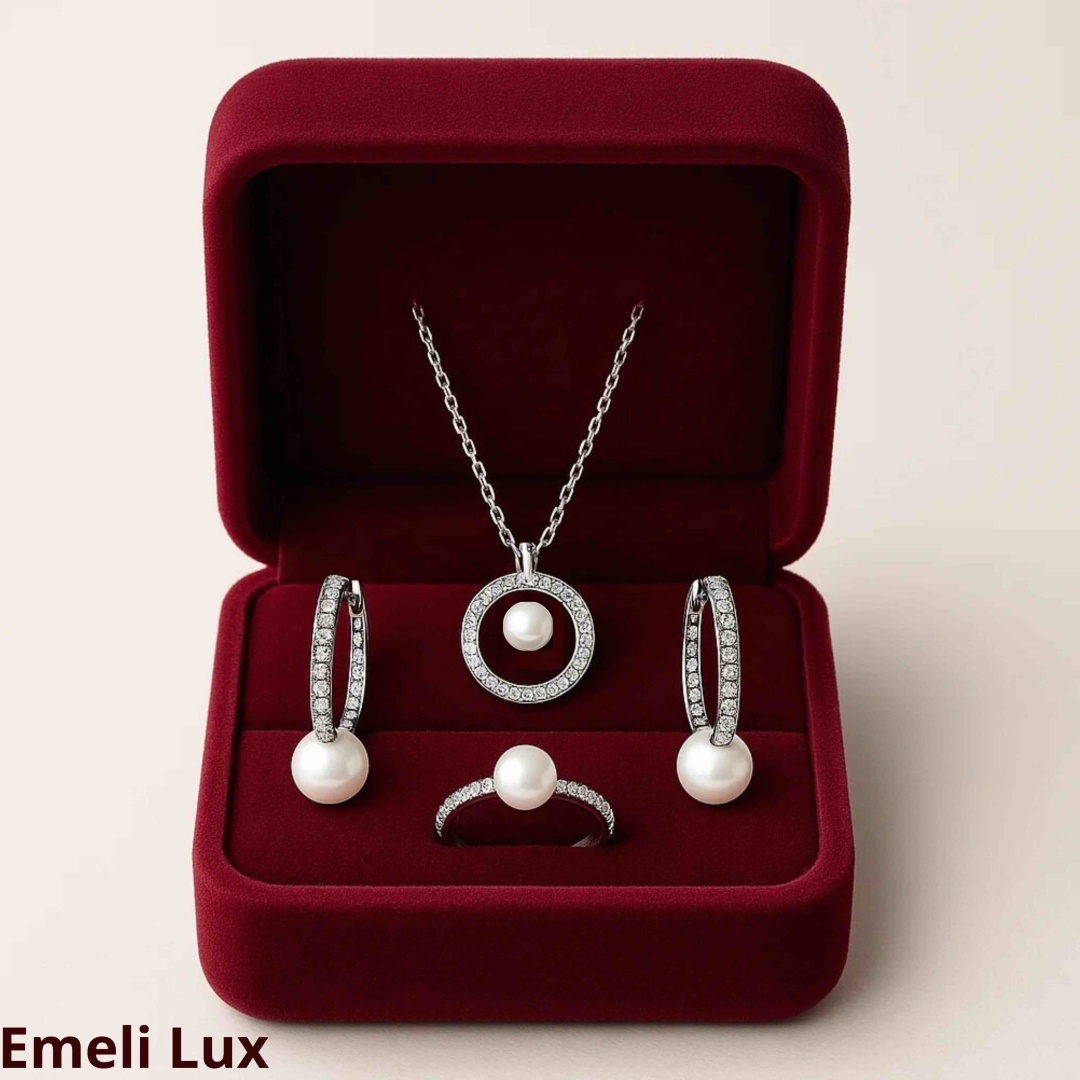 Emeli lux 00004 вес 9 г серебро, сплав покрытый серебром 925, имитация жемчуга