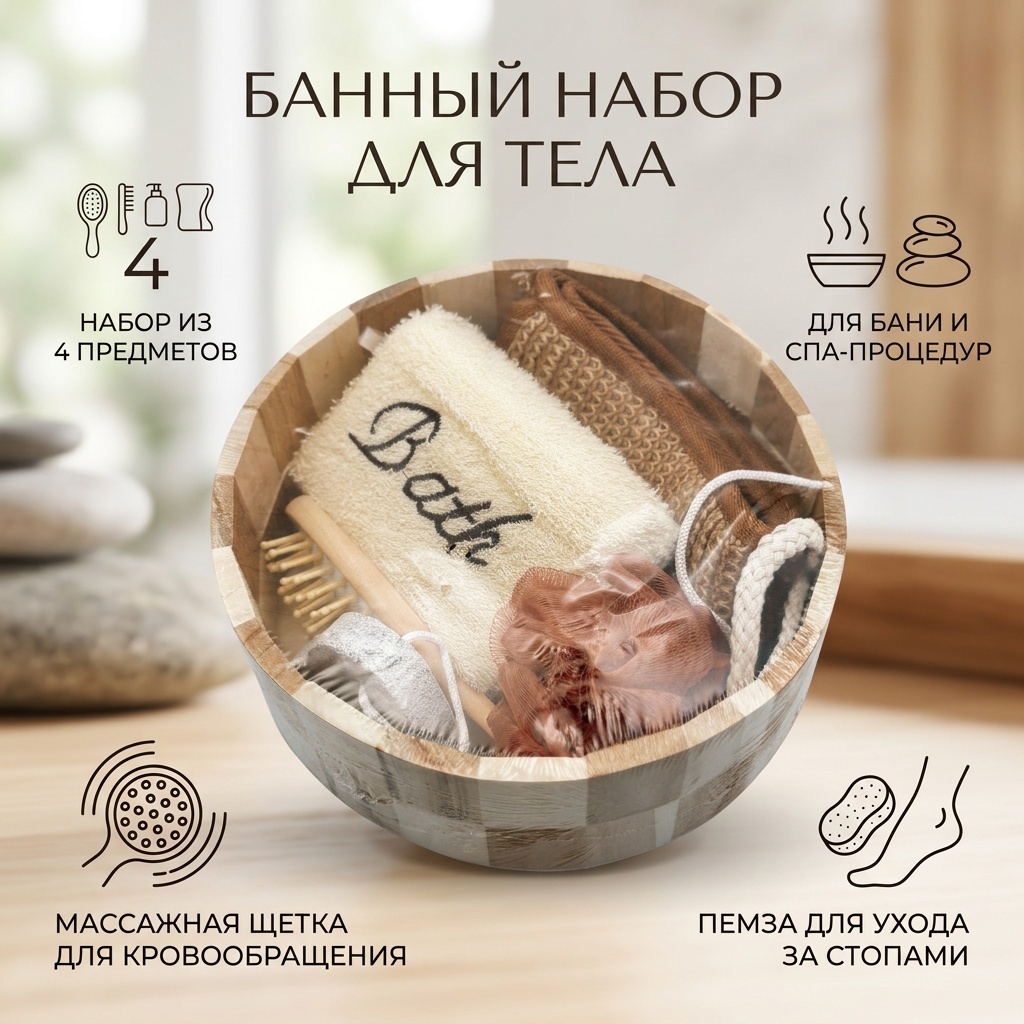 Набор для тела, универсальное бежевый 4 шт