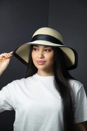 Шляпа CAPPELO размер 56, черный, бежевый